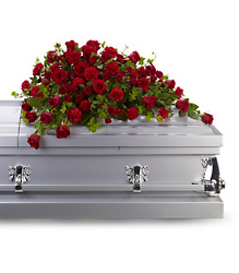 Red Rose Reverence Half Couch Casket Spray Red Rose Reverence Half Couch Casket Spray